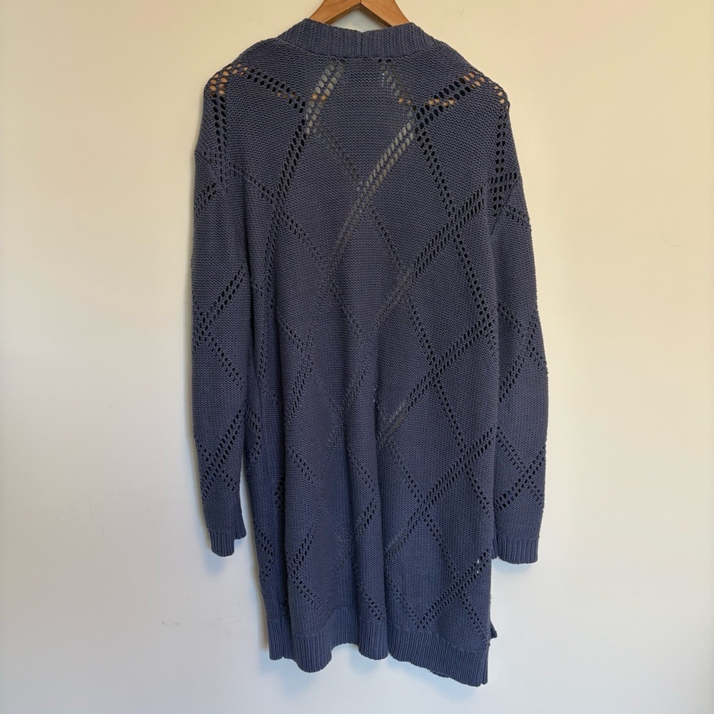 Dusty Blue Longline Thick Knit Cardigan Sweater from Sonoma - size medium - Picture 4 of 7